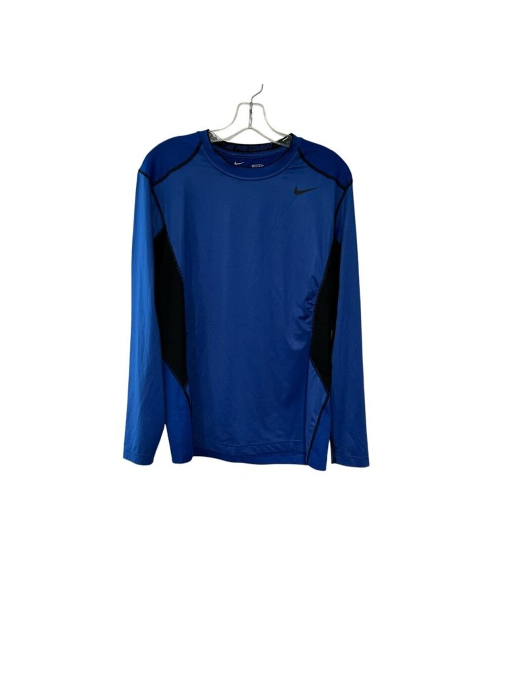 Nike Pro Combat Dri-Fit Max Fitted Shirt Men’s Medium Blue Black Gym Athletic